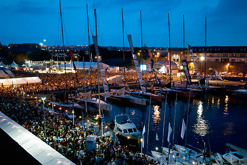 Thousands of people gather in the Galway race village to see live music. Photo copyright Dave Kneale / Volvo Ocean Race.