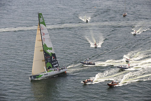 hometown favourites Green Dragon, skippered by Ian Walker (GBR) during the Pro Am Race in Galway Ireland. Photo copyright Rick Tomlinson / Volvo Ocean Race.