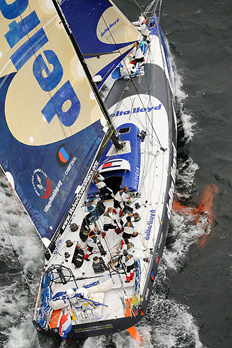 Delta Lloyd, skippered by Roberto Bermudez (ESP) at the start of leg 8 from Galway to Marstrand. Photo copyright Rick Tomlinson / Volvo Ocean Race.