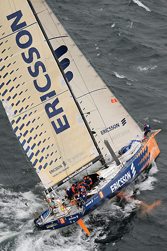 Ericsson 3, skippered by Magnus Olsson (SWE) at the start of leg 8 from Galway to Marstrand. Photo copyright Rick Tomlinson / Volvo Ocean Race.