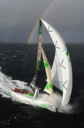 Green Dragon surfing at 30 knots off the Blasket Islands West of Ireland, shortly after the start of leg 8 from Galway to Marstrand. Photo copyright Rick Tomlinson / Volvo Ocean Race.