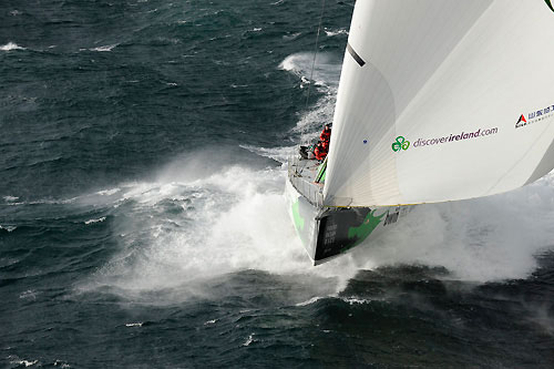 Green Dragon surfing at 30 knots off the Blasket Islands West of Ireland, shortly after the start of leg 8 from Galway to Marstrand. Photo copyright Rick Tomlinson / Volvo Ocean Race.