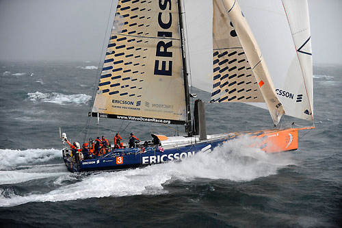 Ericsson 3 surfing at 30 knots off the Blasket Islands West of Ireland, shortly after the start of leg 8 from Galway to Marstrand. Photo copyright Rick Tomlinson / Volvo Ocean Race.