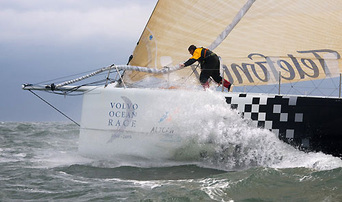 Telefonica Black, skippered by Fernando Echavarri (ESP), in the Rotterdam Gate Race as the fleet passed by the Netherlands, during leg 8 of the Volvo Ocean Race, from Galway to Marstrand. Photo copyright Ronald Koelink / foto-nautiek.nl / Volvo Ocean Race.