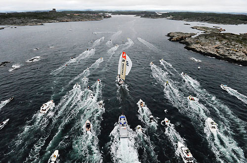 Ericsson 4, skippered by Torben Grael (BRA) finish first on leg 8 from Galway to Marstrand, crossing the line at 02:57:19 GMT, June 11, 2009. Photo copyright Rick Tomlinson / Volvo Ocean Race.