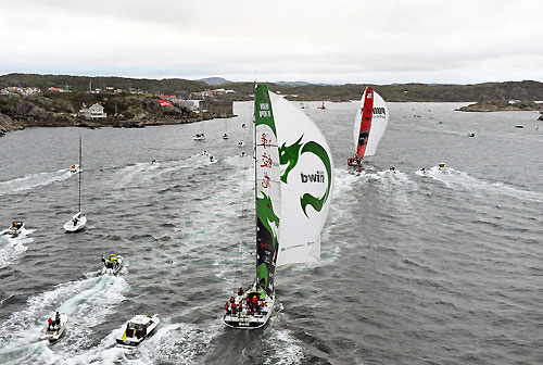 Chasing PUMA is Green Dragon, skippered by Ian Walker (GBR), who finished third on leg 8 from Galway to Marstrand, crossing the line at 03:05:40 GMT, June 11, 2009. Photo copyright Rick Tomlinson / Volvo Ocean Race.
