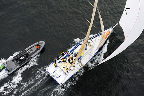 Telefonica Blue, skippered by Bouwe Bekking (NED) finished fourth on leg 8 from Galway to Marstrand, crossing the line at 03:24:21 GMT, June 11, 2009. Photo copyright Rick Tomlinson / Volvo Ocean Race.