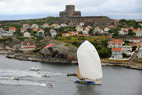 Telefonica Blue, skippered by Bouwe Bekking (NED) finish fourth on leg 8 from Galway to Marstrand, crossing the line at 03:24:21 GMT, June 11, 2009. Photo copyright Rick Tomlinson / Volvo Ocean Race.