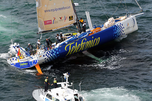 Telefonica Blue run aground the start of leg 9 from Marstrand to Stockholm. Photo copyright Dave Kneale / Volvo Ocean Race.