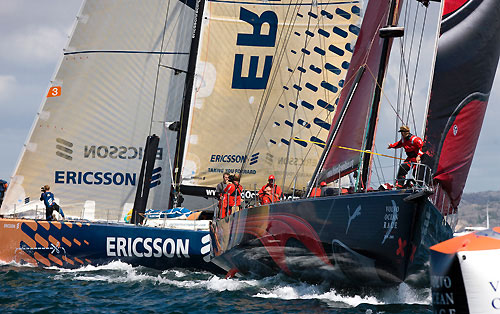 PUMA Ocean Racing, skippered by Ken Read (USA) and Ericsson 3, skippered by Magnus Olsson (SWE) at the start of leg 9 from Marstrand to Stockholm. Photo copyright Sally Collison / PUMA Ocean Racing / Volvo Ocean Race.