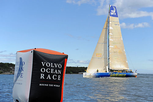 Telefonica Blue finishes leg 9 in Sandhamn in seventh place after hitting a rock at the start of the leg in Marstrand and suspending racing to undertake repairs. Photo copyright Rick Tomlinson / Volvo Ocean Race.