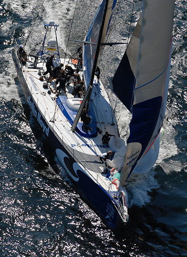 Delta Lloyd in perfect weather for the Stockholm in-port race. Photo copyright Rick Tomlinson / Volvo Ocean Race.