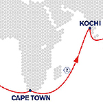 Leg 2 route from Cape Town South Africa to Kochi, India.