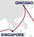 Leg 4 Singapore to Qingdao map icon.