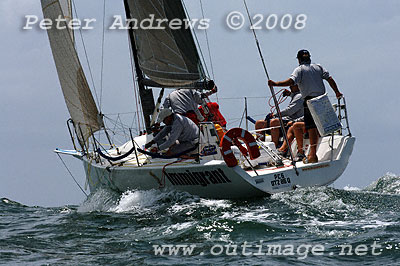Jeffrey Paul's Mumm 30 'Immigrant' after the start of the Pittwater to Pittwater Yacht Race 2008.