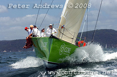Ken Down's Sayer 12 MO Wasabi after the start of the Pittwater to Pittwater Ocean Race 2008.