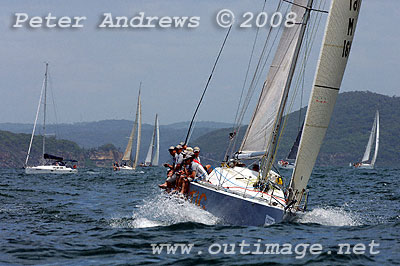 Michael Martin's Sayer 11.9 LMR Frantic after the start of the Pittwater to Pittwater Yacht Race 2008.