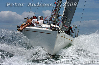 Bruce McKay's Northshore 369 Avanti after the start of the Pittwater to Pittwater Yacht Race 2008.