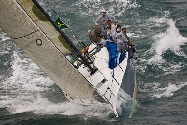 Skipper Chris Meads and crew plough through the South China Sea on their Corby 43, Full Metal Jacket during the Rolex China Sea Race 2008. Photo Copyright ROLEX and Carlo Borlenghi.