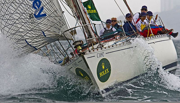 Skipper Simon Boyde's Beneteau First 42 Cave Canem after the IRC Premier Cruising start of the Rolex China Sea Race 2008. Photo copyright ROLEX and Carlo Borlenghi.