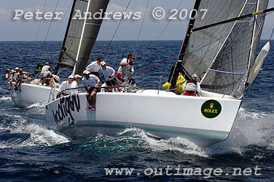 Marcus Blackmore's Hooligan, day 1 of the Rolex Trophy One Design Series 2007, Sydney Australia. Blackmore and crew are one of three Australian teams compeating at the Rolex Farr 40 World Championships 2008 in Miami, Florida.