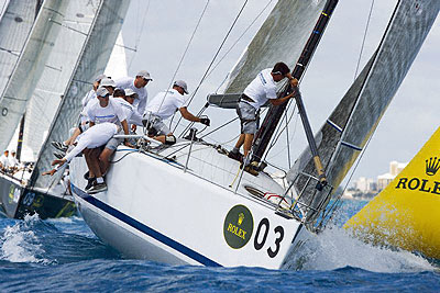 Rod Jabin's Ramrod, leading the series after the first day of the 2008 Rolex Farr 40 Pre-Worlds Series.