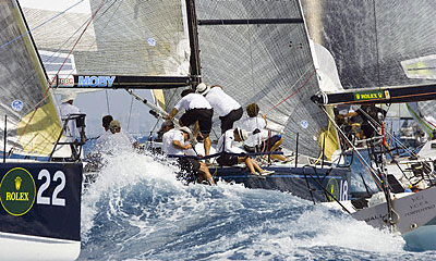 The Farr 40 fleet in action during the 2008 Rolex Farr 40 Pre-Worlds Series.