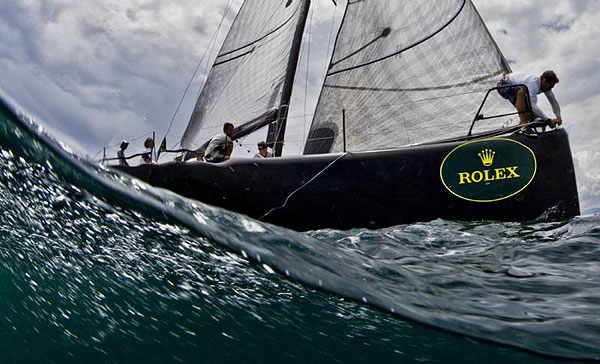 Bowman working at the bow of Filippo Faruffini's Roma during the first day of racing for the Giraglia Rolex Cup 2008.