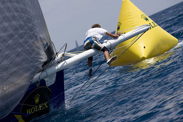 Simcic Igor's Esimit approaching the bottom mark during the second day of the Giraglia Rolex Cup 2008.
