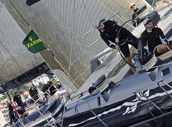 Claus-Peter Offen at the helm of Y3K, on the second day of the Giraglia Rolex Cup 2008.