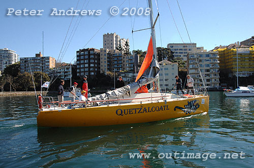 Antony Sweetapple's Jones 40 Quetzalcoatl, leaving the doc for the start of the 2008 Sydney to Gold Coast Yacht Race.
