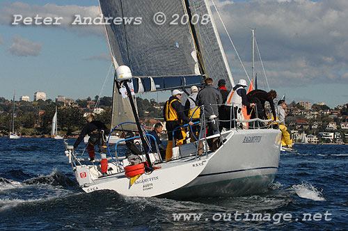 Syd Fischer's TP52 Ragamuffin ahead of the start of the 2008 Sydney to Gold Coast Yacht Race.