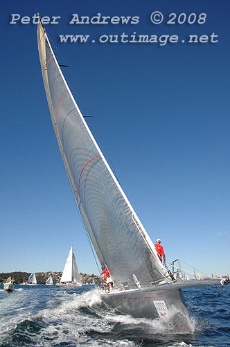Bob Oatley's Reichel Pugh 66 Wild Oats X ahead of the start of the 2008 Sydney to Gold Coast Yacht Race.