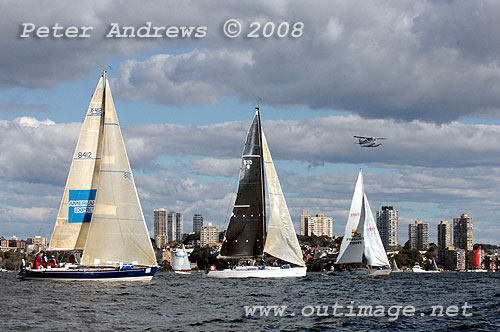 Michael Selby's X412 Cyrene 3; Bernie Van't Hof's Swan 45 Tulip; and Maurie Cameron and the Rum Consortium's Davidson 42 Phillip's Foote Witchdoctor ahead of the start of the 2008 Sydney to Gold Coast Yacht Race.