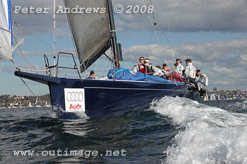 Bob Steel's TP52 Quest leading the fleet to the heads after the start of the 2008 Sydney to Gold Coast Yacht Race.