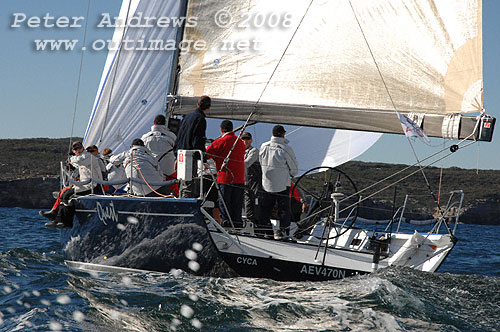 Bob Steel's TP52 Quest pictured here racing for the heads just after the start of the 2008 Sydney to Gold Coast Yacht Race. Photo copyright Peter Andrews.