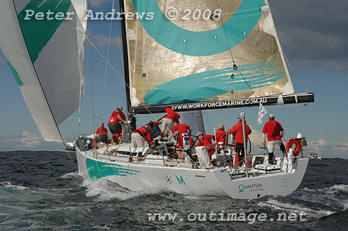 Ray Roberts' Cookson 50 Quantum Racing just outside the heads after the start of the 2008 Sydney to Gold Coast Yacht Race.