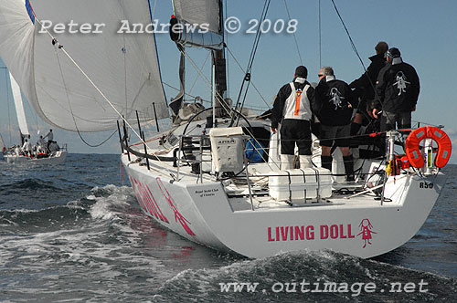Michael Hiatt's Cookson 50 Living Doll from Victoria, after the start of the 2008 Sydney to Gold Coast Yacht Race.