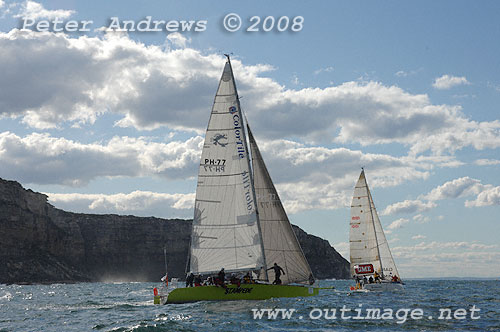 Anthony Dunn's Sydney 36CR Equinox ahead of Corinne Feldmann and Warren Buchan's modified Inglis 37 Stampede Colortile.