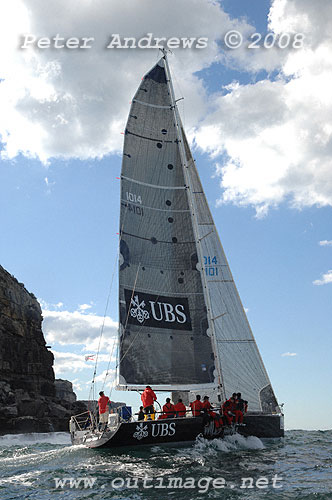 Geoff Lavis' Inglis Murray 50 UBS Wild Thing just below North Head after the start of the 2008 Sydney to Gold Coast Yacht Race.