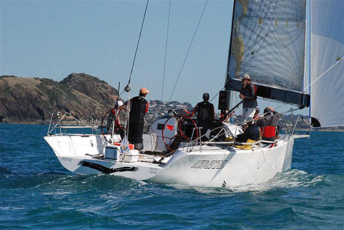 Bill Wild's Welbourne 42 Wedgetail, approaching the finishing line of the Brisbane to Keppel Tropical Yacht Race. Photo Copyright, Suellen Hurling.