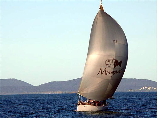 Rick Morgan's Custom MBD 40 Dream Lover, approaching finishing line of the Brisbane to Keppel Tropical Yacht Race. Photo copyright Tom Johns 2008.