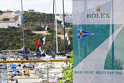 Dockside at the Yacht Club Costa Smeralda before the start of the 2008 Maxi Yacht Rolex Cup. Copyright Rolex and Kurt Arrigo.