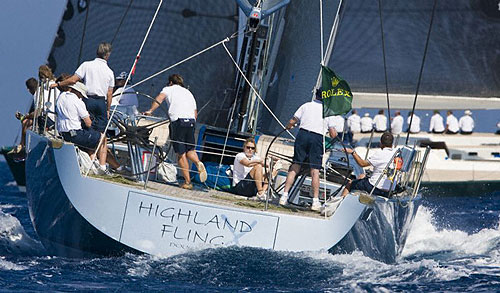 Irvine Laidlaw's Highland Fling X, 2nd in Race 1 in the Wally Division during the Maxi Yacht Rolex Cup 2008. Copyright Rolex and Daniel Forster.