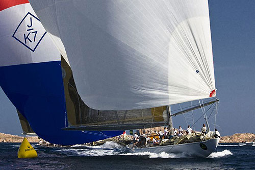 R.S.V. LTD's Ranger, overall winner in the Cruising Division, followed closely by Tarbat Investment Ltd's Velsheda, 3rd overall in Cruising Division, in the Maxi Yacht Rolex Cup 2008. Copyright Rolex and Daniel Forster.