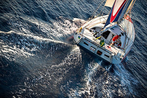 Charles Caudrelier's Veolia Oceans Bostik, at sea during the Rolex Middle Sea Race 2008. Photo copyright ROLEX and Kurt Arrigo.