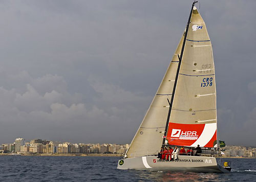 Darko Prizmic's Croatian entry, AA, sailint into Valletta, Malta, during the Rolex Middle Sea Race 2008. Photo copyright ROLEX and Kurt Arrigo.