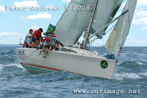 Alan and Tom Quick's Sydney 38 Iplex Outlaw during day 3 of the Rolex Trophy One Design Series, Sydney Australia. Photo copyright Peter Andrews.