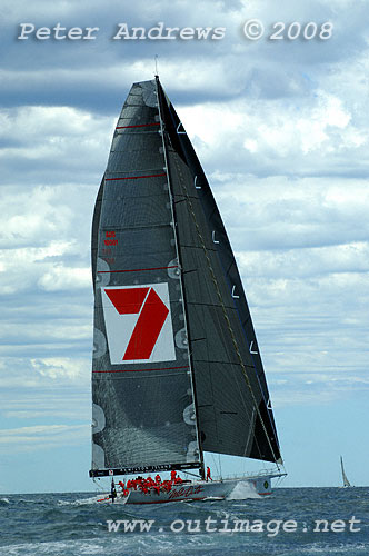Bob Oatley's Wild Oats XI on a training run outside Sydney Heads, Sunday December 14, 2008, will be one boats racing on Sydney Harbour in the SOLAS Big Boat Challenge. Photo copyright Peter Andrews.