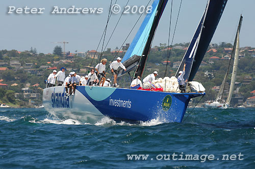 Grant Wharington's Skandia on Sydney Harbour during the SOLAS Big Boat Challenge 2008. Photo copyright Peter Andrews.